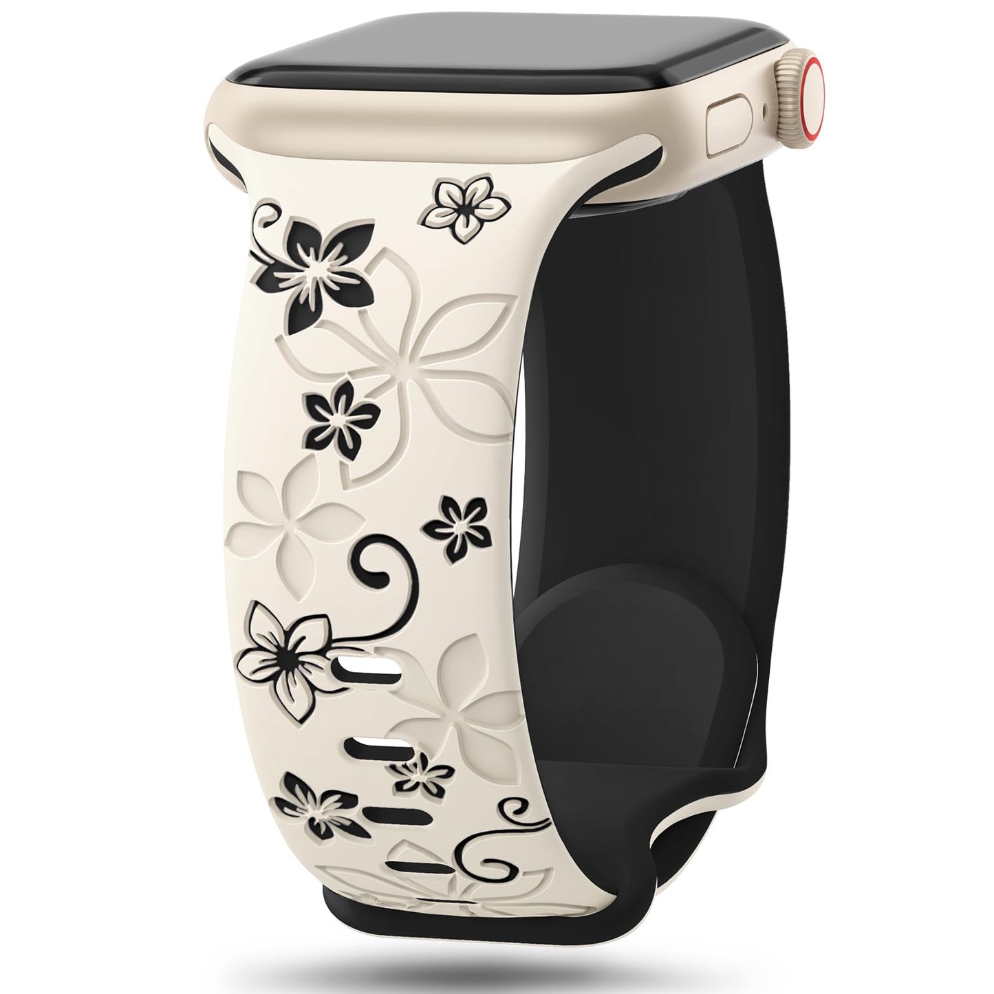 Floral Engraved Strap For Apple Watch Band 41mm 40mm