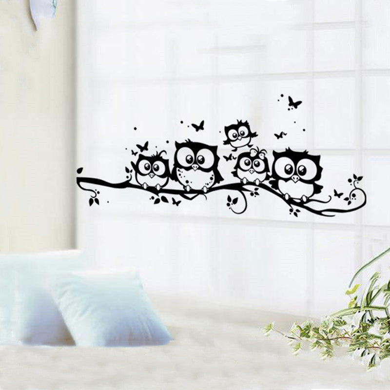 Owls Wall Sticker Tree Animals Bedroom Owl Butterfly Wall