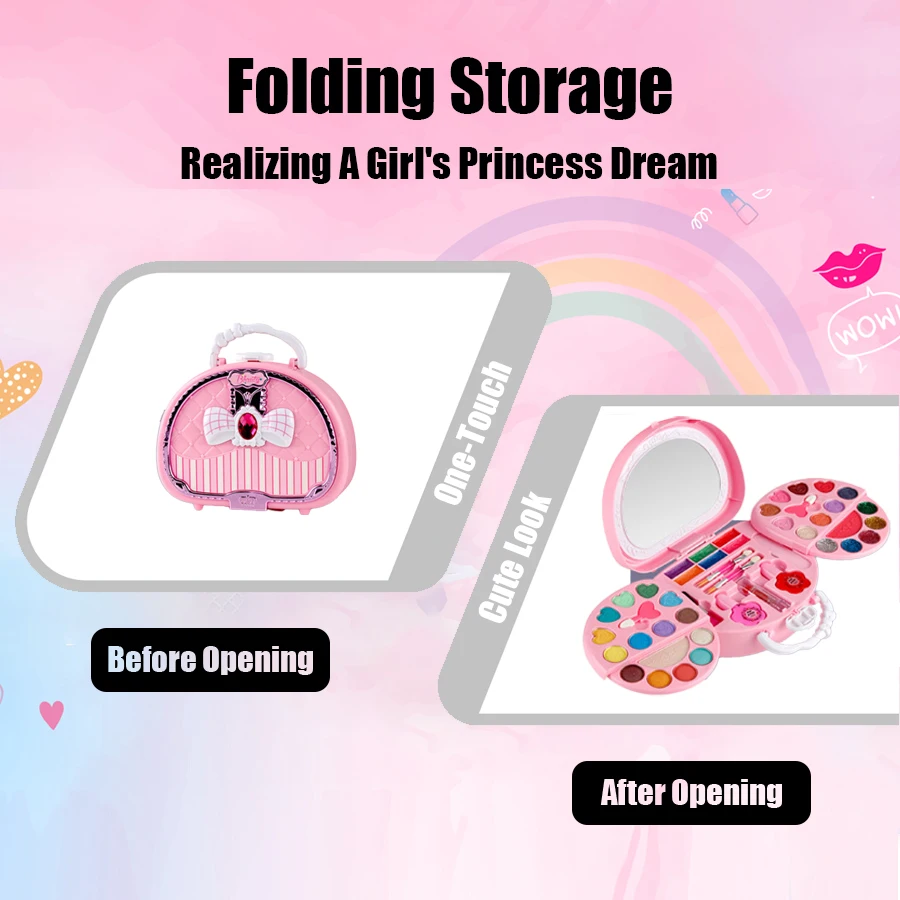 Kids Beauty Toys Makeup Kit Little Bag Washable Pretend Play