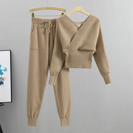Elegant Tracksuit Sexy Two Piece Set Women Korean Style