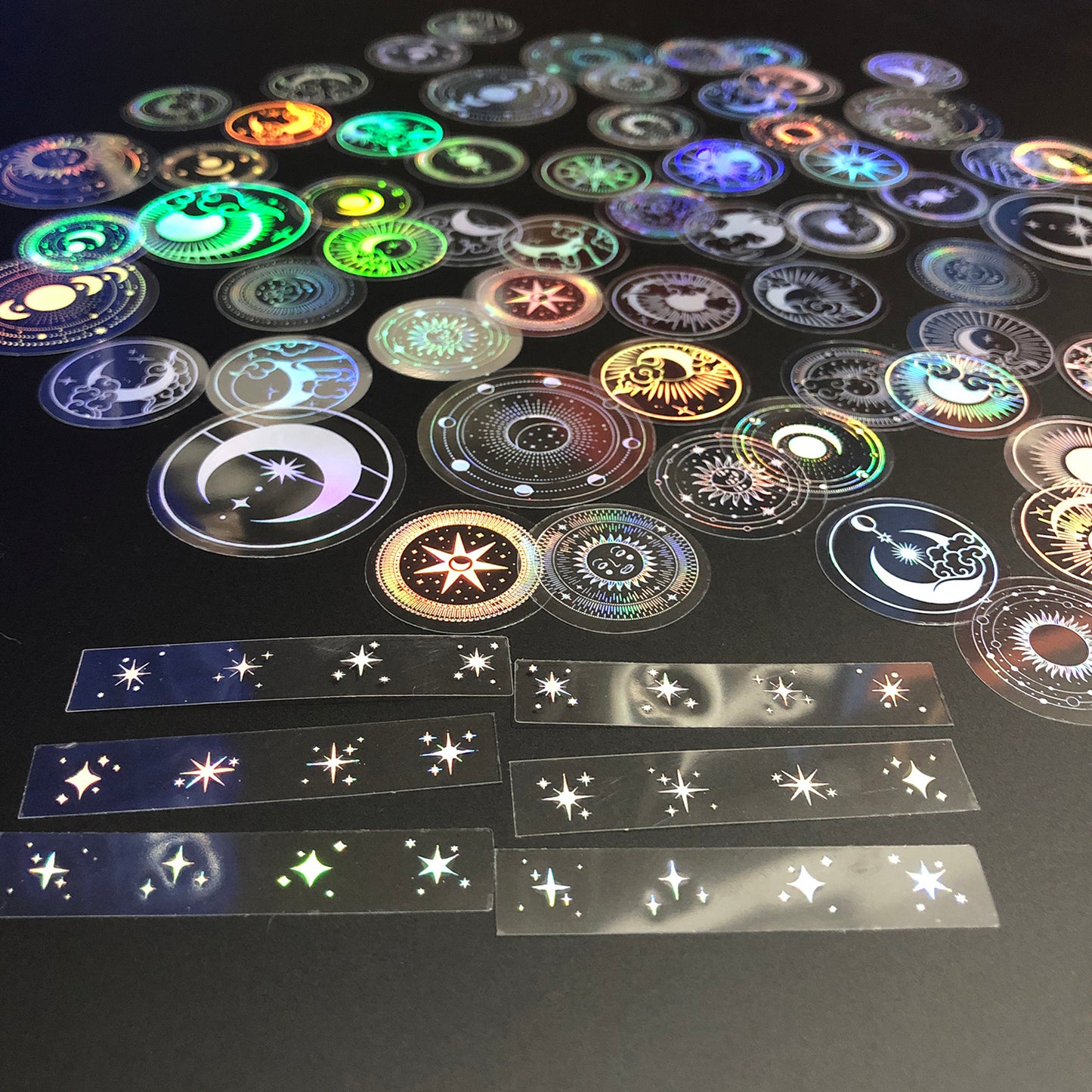 PET Adhesive Stickers Waterproof Transparent Laser Silver Stickers