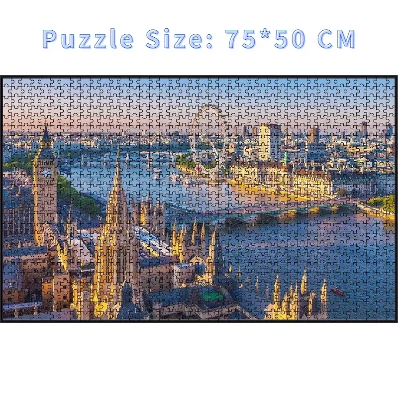 75*50cm Adult 1000Pcs Jigsaw Puzzle London View Stress Relief Entertainment Toys Paper Puzzles