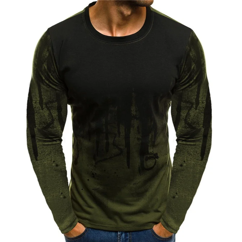 Summer Men's 3d Camo Long Sleeve Large Men's Casual Half Sleeve T-shirt