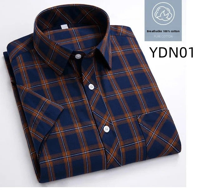 Men's Summer Thin Pure Cotton Short Sleeve Casual Shirt Fashion