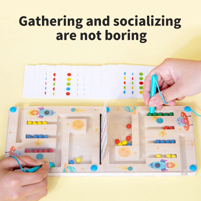 Wooden Magnetic Shape Matching Maze Board Kids