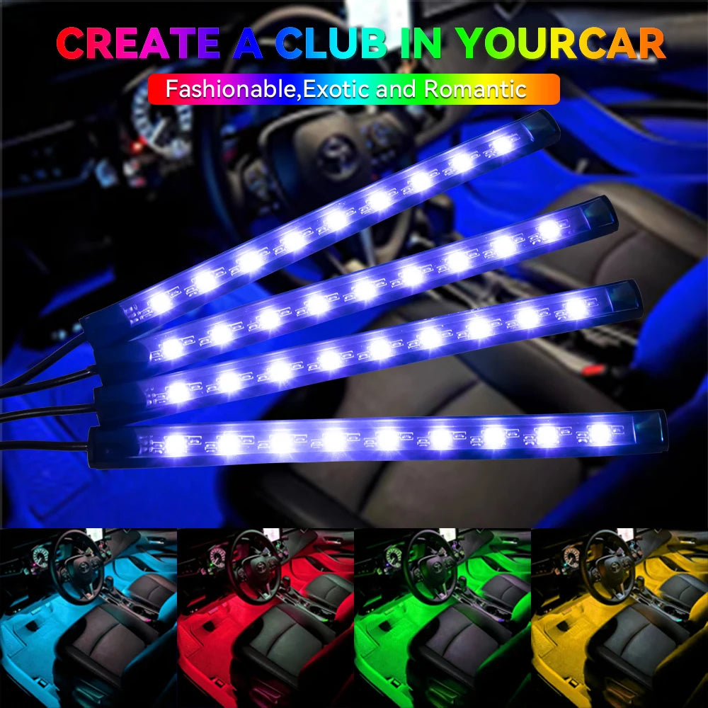 Neon 36 48 72 LED Car Interior Ambient Foot Light with USB Wireless