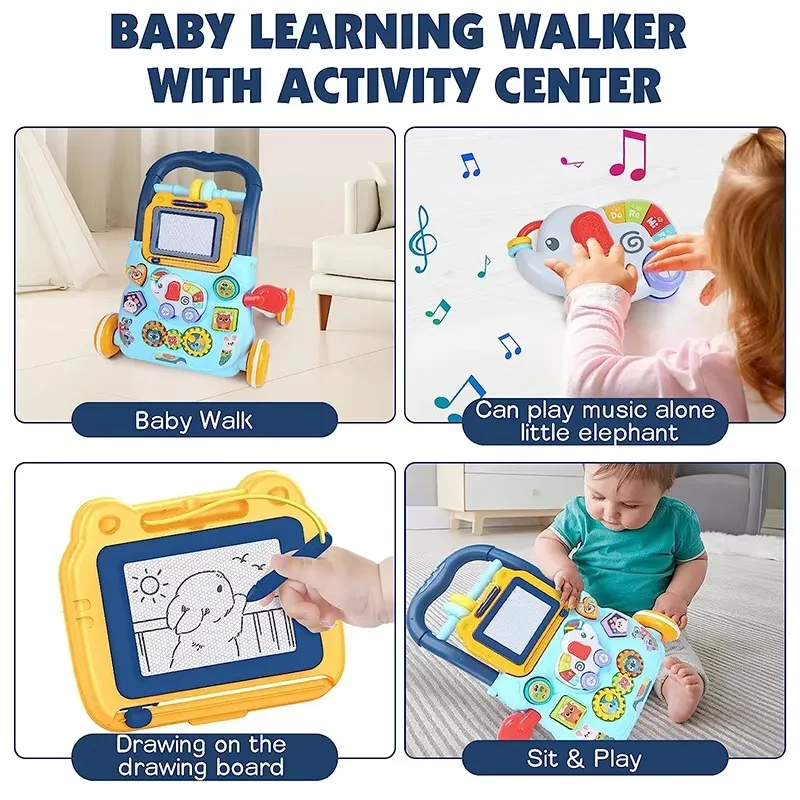 PANGDUBE Musical Baby Walker with Artboard Toy Baby