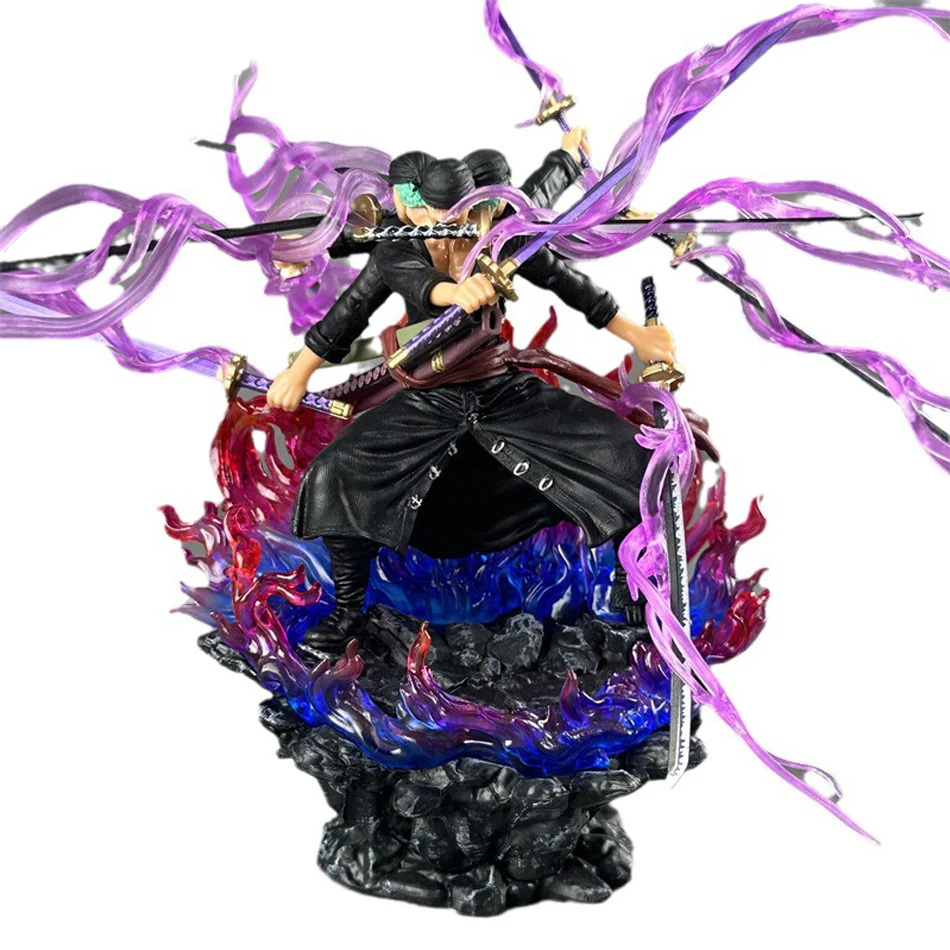 24cm One Piece Roronoa Zoro Anime Figure Gk Three Heads