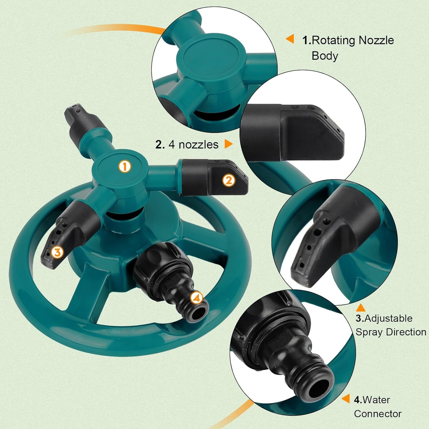 Sprinkler Nozzle 360 Degree Automatic Rotating Water Spray