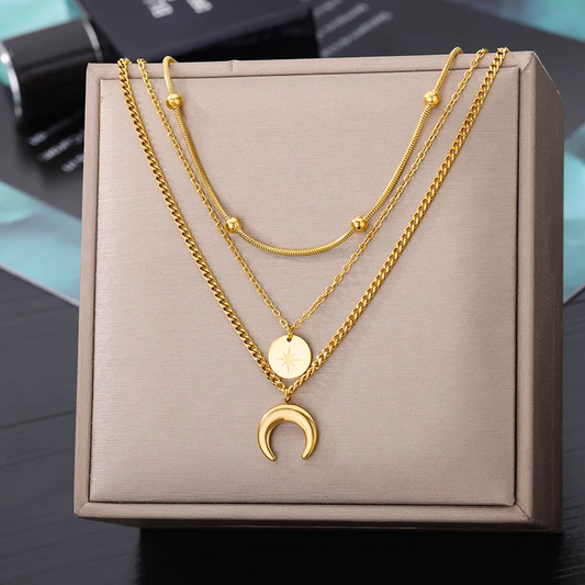 Stainless Steel Multilayer Heart Necklace For Women