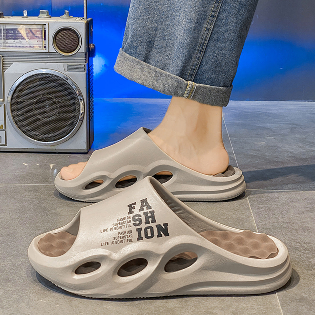 Men Fashion Massage Slippers Indoor