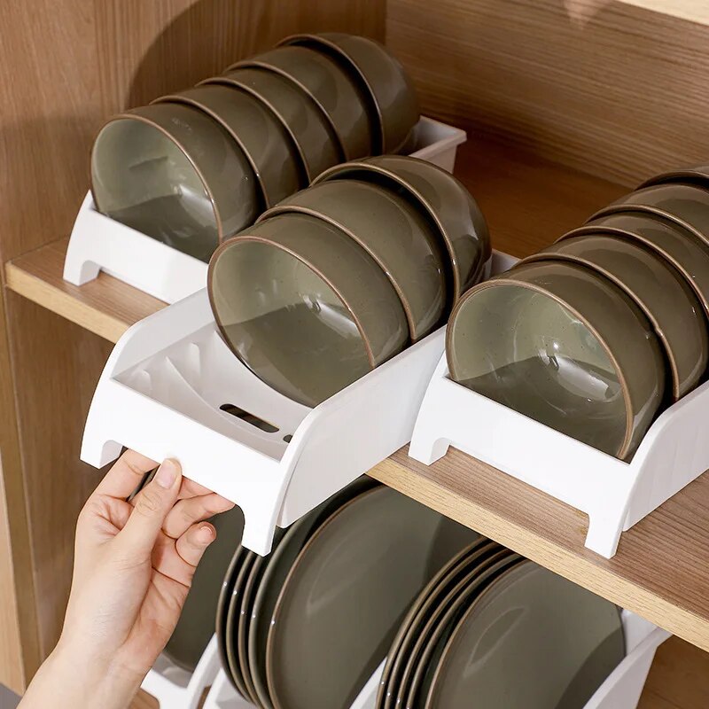 Recommended Minimalist Home Bowl Storage Box with Built-in Tableware, Bowl and Tray Rack