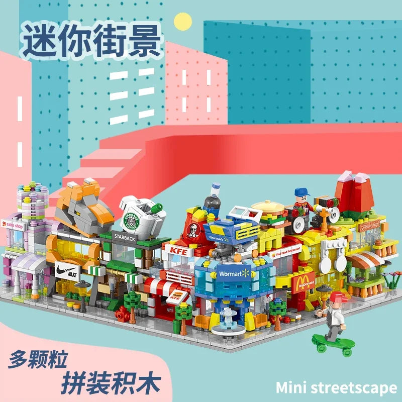 To Assemble Mini City Commercial Street Decoration Model