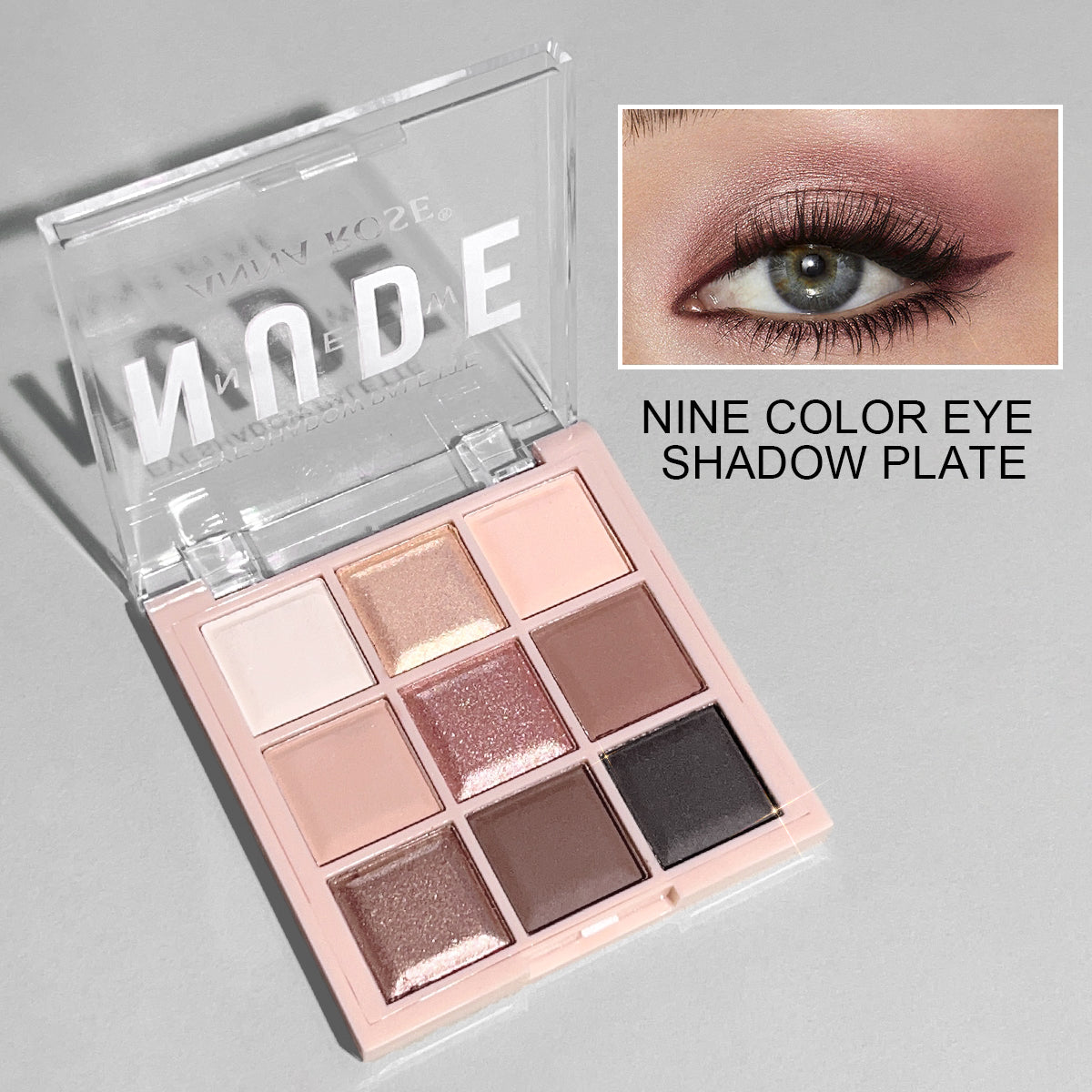 9-Color Eyeshadow Palette with Fine Glitter, Shimmer, Matte, Milk Tea Shades