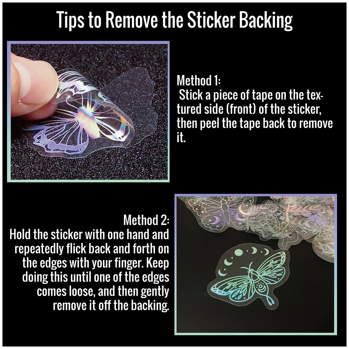 40pcs Holographic Glitter Stickers PET Transparent Shiny