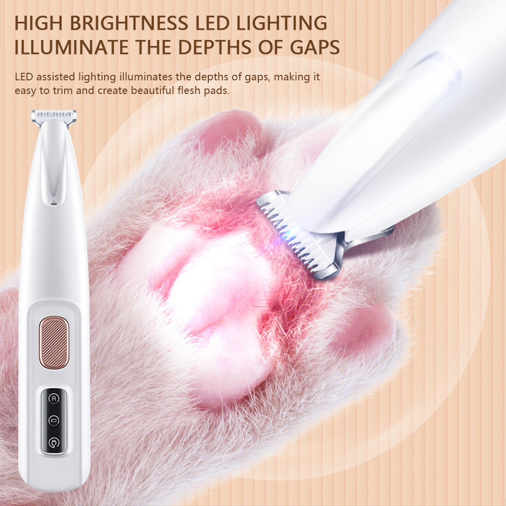 Dog Paw Trimmer with LED Light Fully Waterproof Portable Pet Hair Trimmer