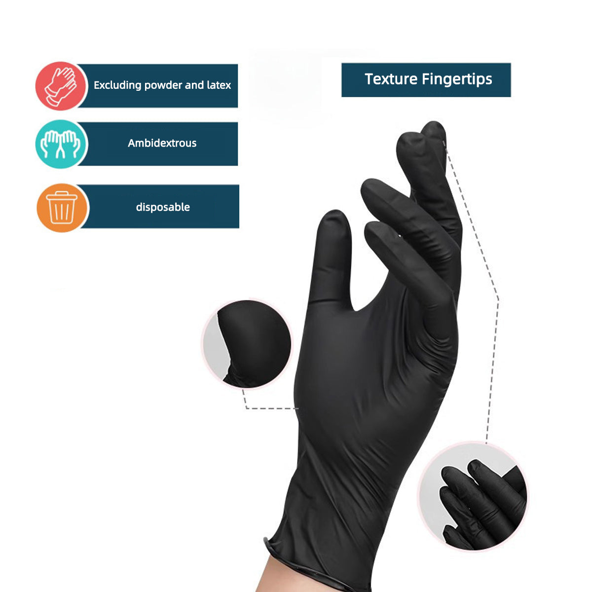 Heavy-Duty Black Disposable Nitrile Gloves