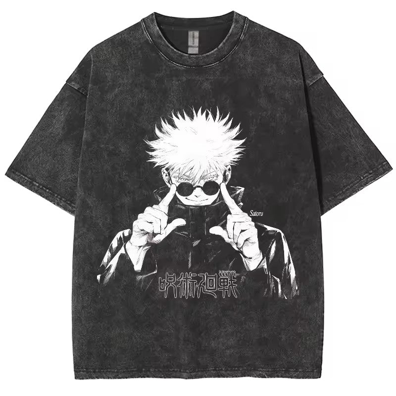Anime Jujutsu Kaisen Gojo Satoru T Shirts Washed Men T shirt