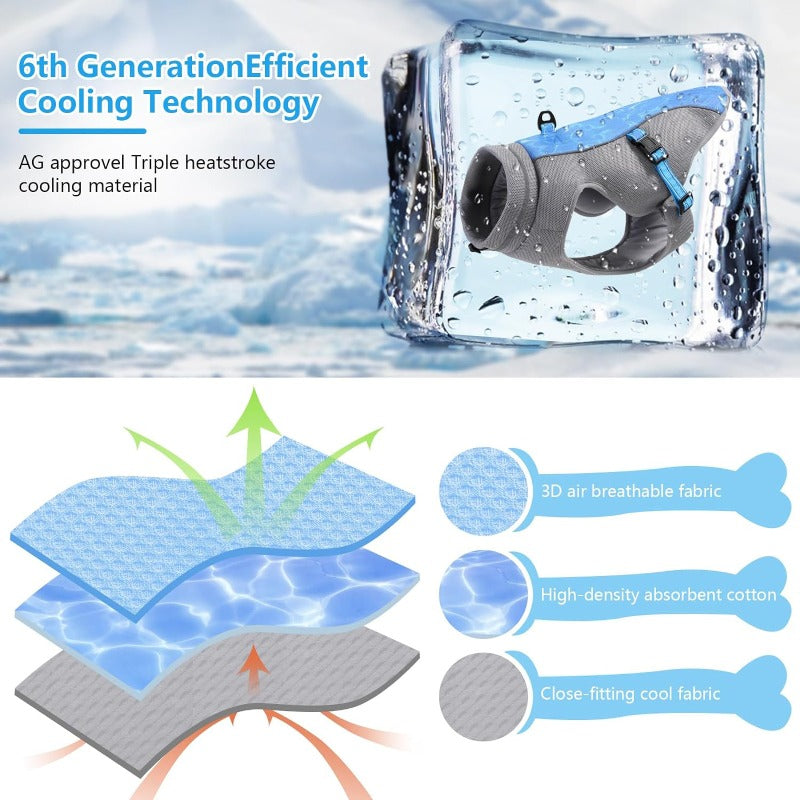 Summer Dog Cooling Vest Harness Reflective Quick Release Hot Pet Clothes