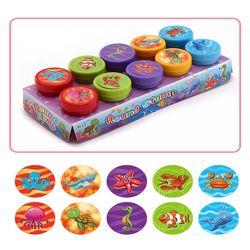 10pcs Assorted Stamps for Kids Self-ink Stamps Children Toy