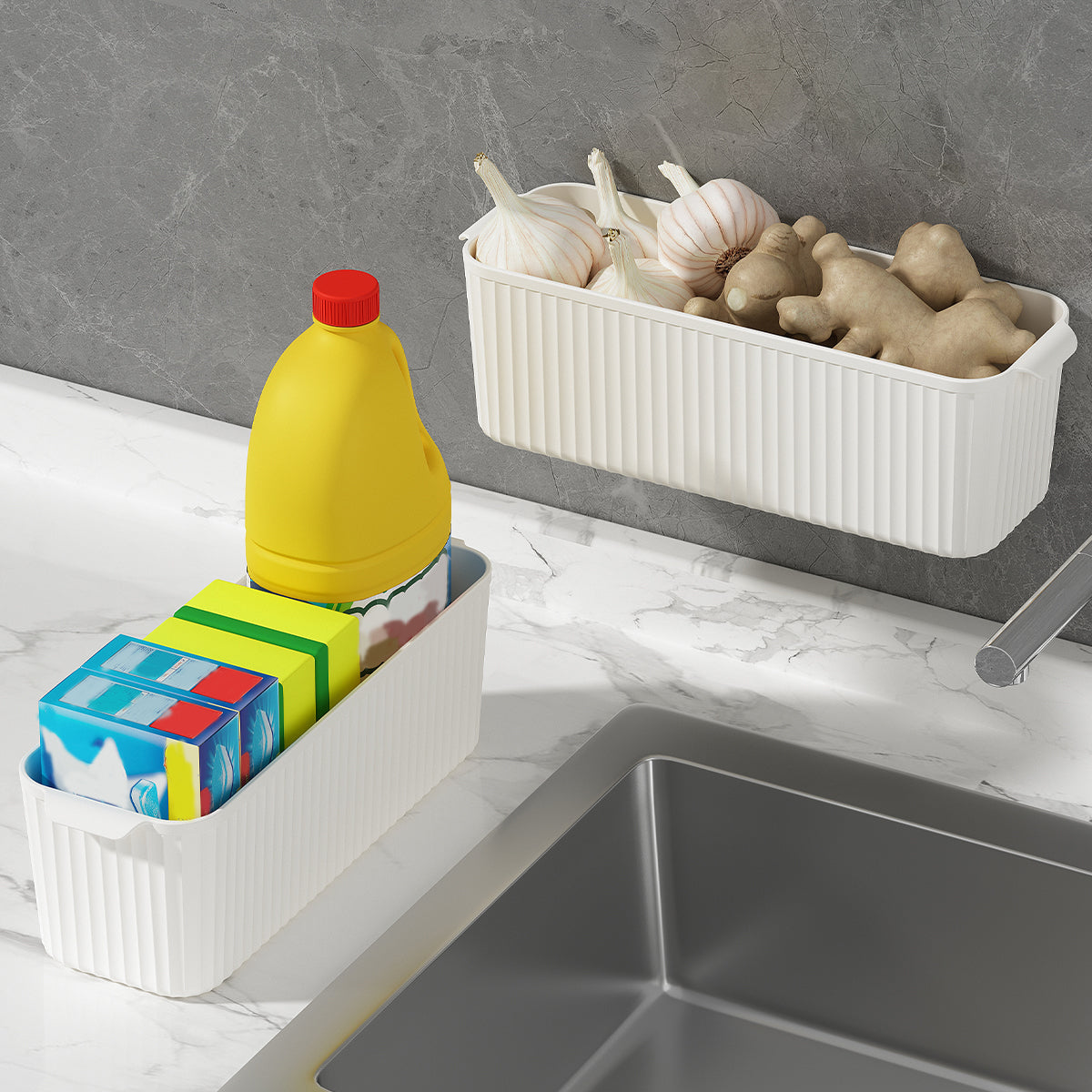 Wall Mounted Punch Free Self Adhesive Storage Rack