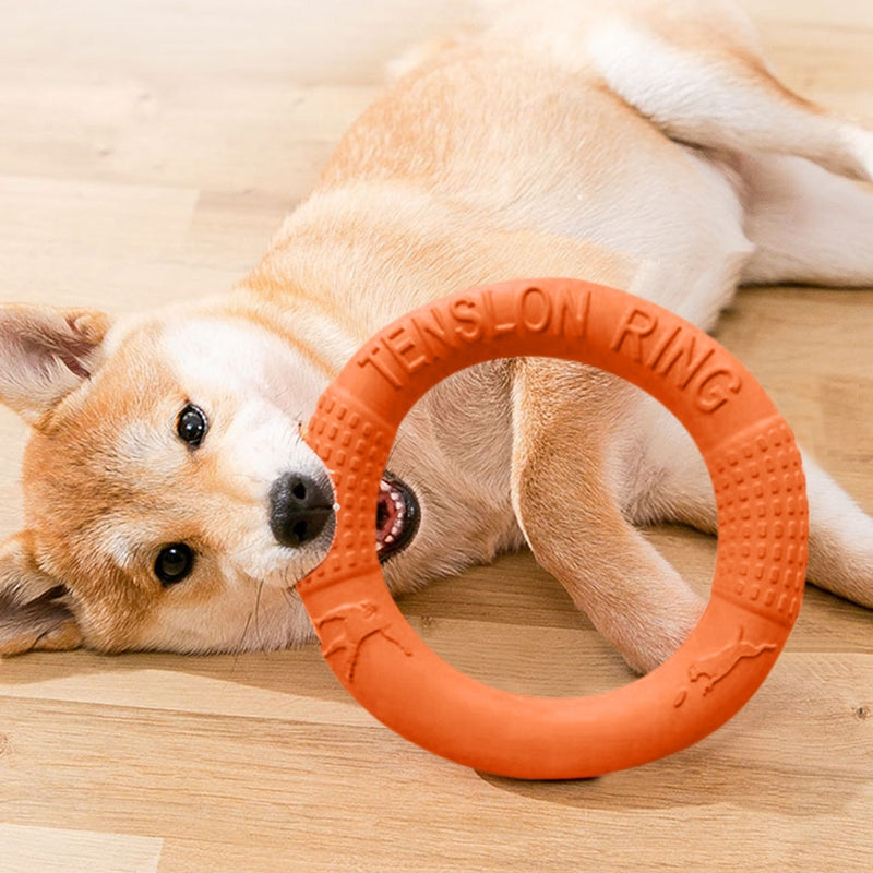 1pc Orange Dog Toys Pet Flying Disk Training Ring Puller