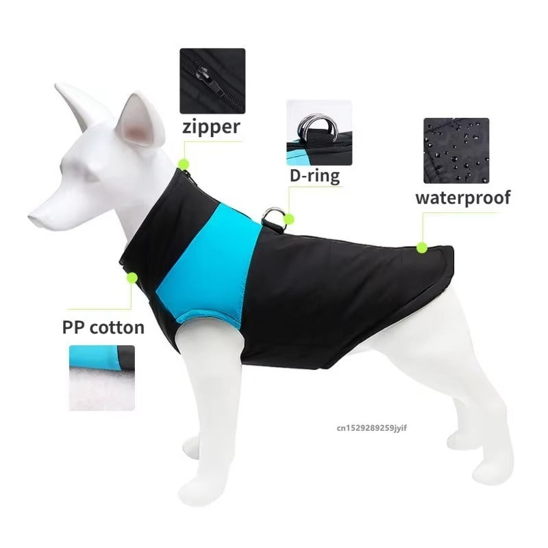 Waterproof Warm Dog Clothes Pet Coat Winter Vest Padded Zipper Jacket Dog