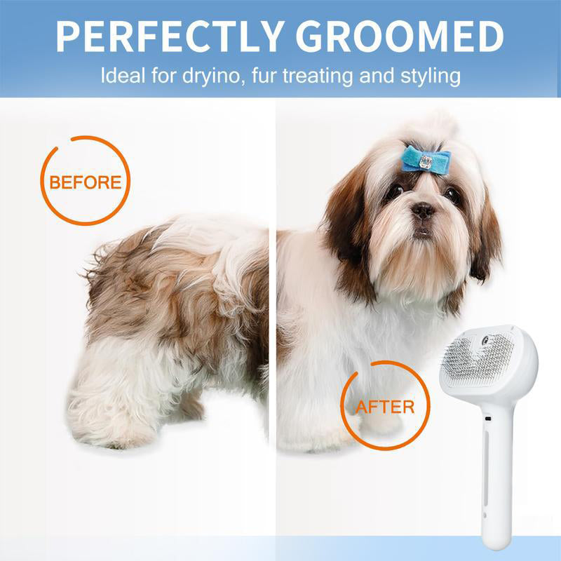 Dog Comb Pet Steamy Massage Brush Safe Round Head Soft Teeth Spray