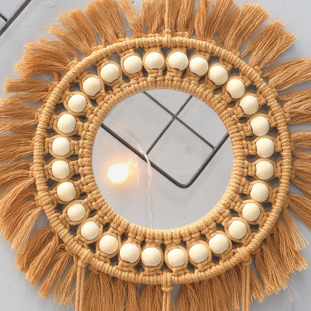 Round Wall Mirrors Room Decor Hand Woven Decorative Mirror