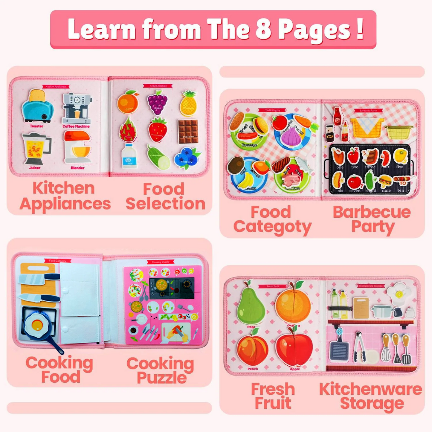 Toddler Busy Board Montessori Toys Cook Busy Book