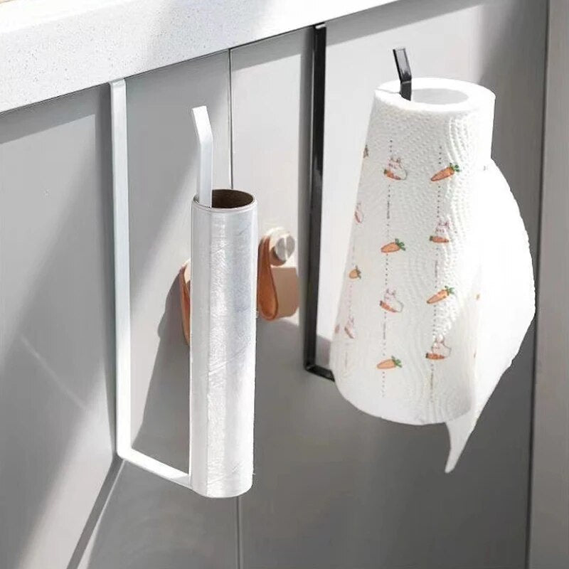 Paper Roll Holder Towel Rack Cling Film Storage Rack Bathroom