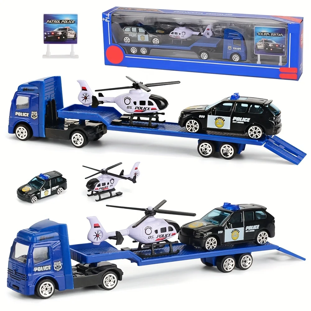 Play Vehicles Set Toy Construction Police Car