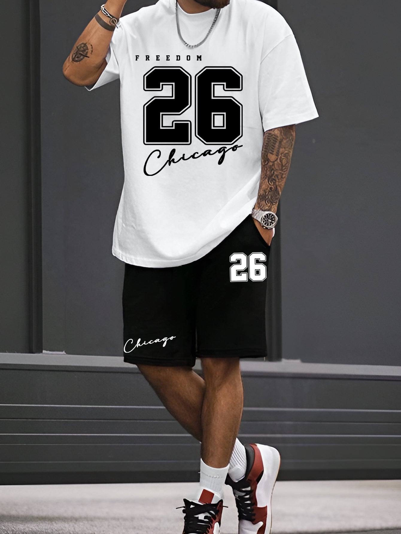 2025 summer new men's T-shirt shorts set