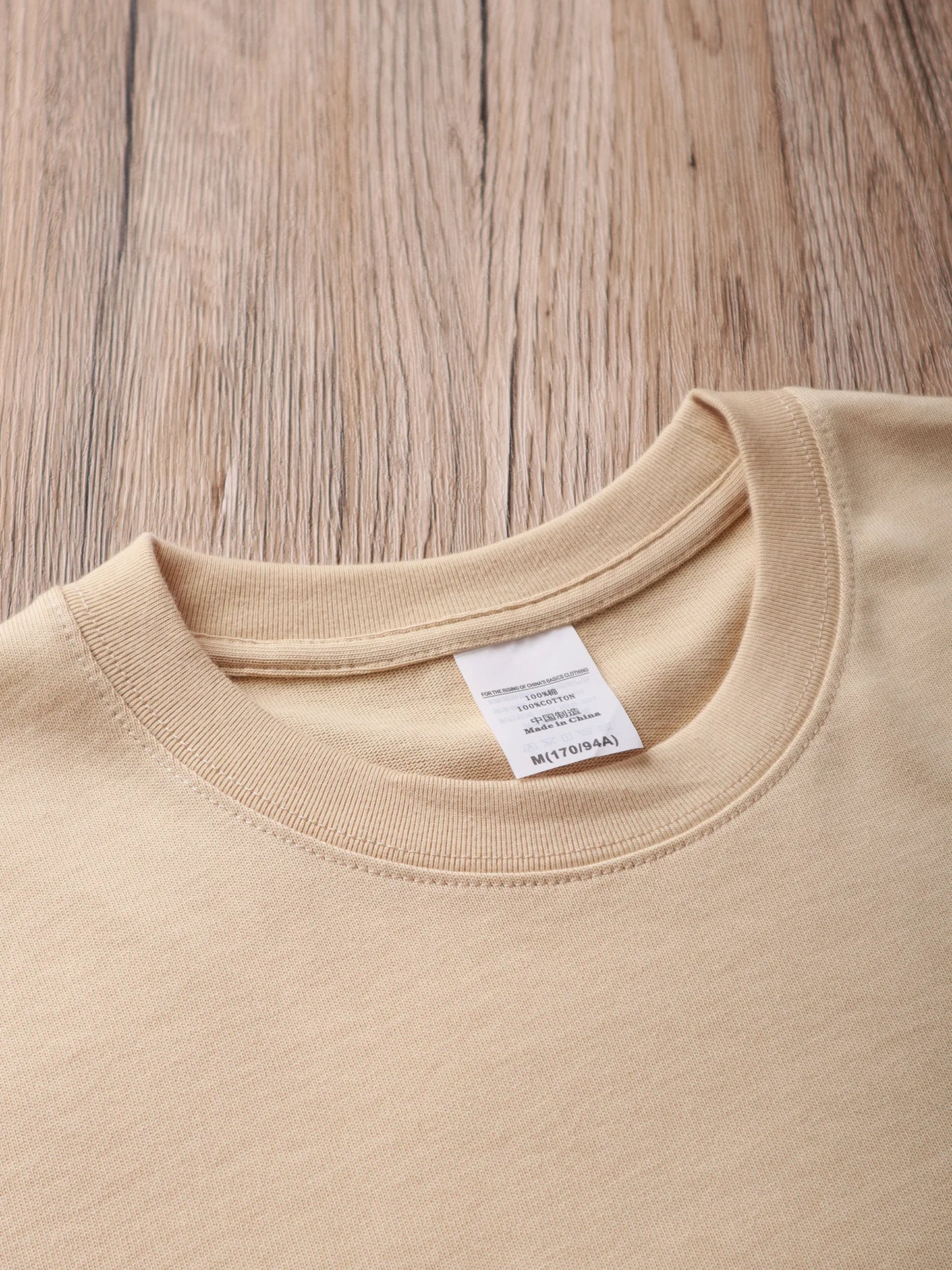 Heavy T-shirt for Men Short Sleeve Tee Cotton Solid Color Trend