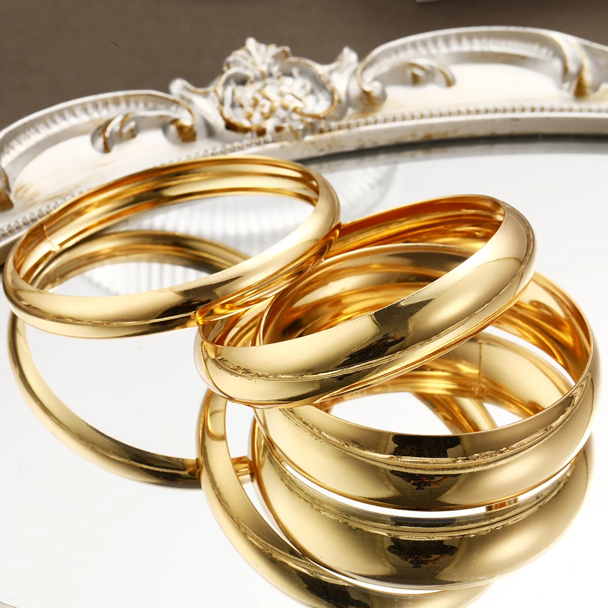 3 Pcs/Set Classic Gold Color Wide Bangles