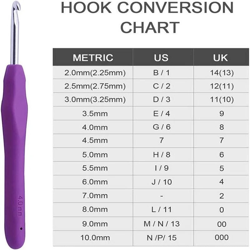 Multicolor Crochet Hooks Kit With Stitch Marker And Pencil Case For Cotton Yarn Knitting