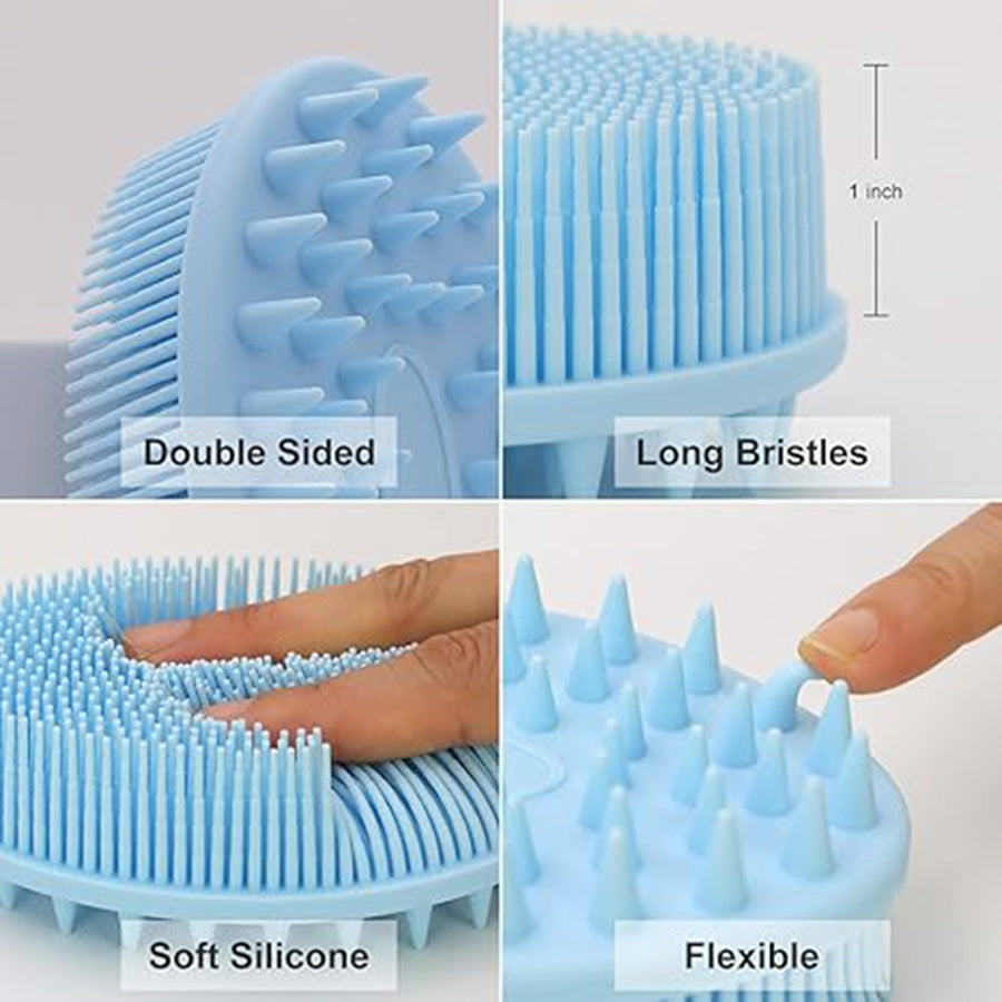Silicone Shower Brush Hooked Double Side Scrubbing Massage Brush