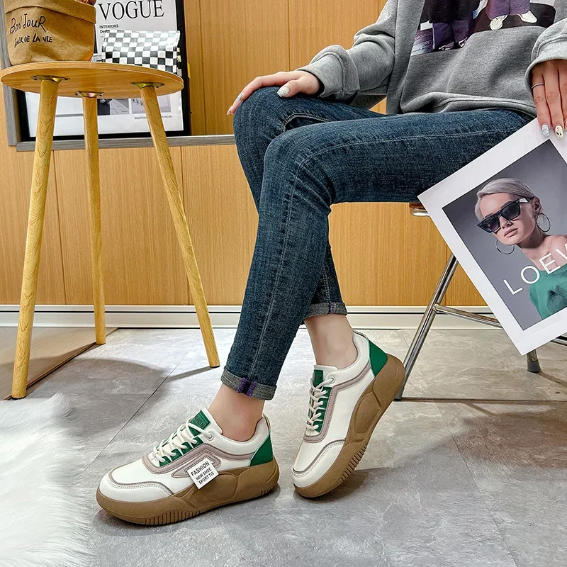 Sneakers Ladies Thick Soled Lace-Up Casual Shoes