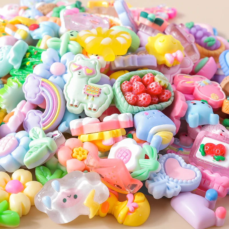 10pcs Mixed Resin Food Flower Animal Nail Art