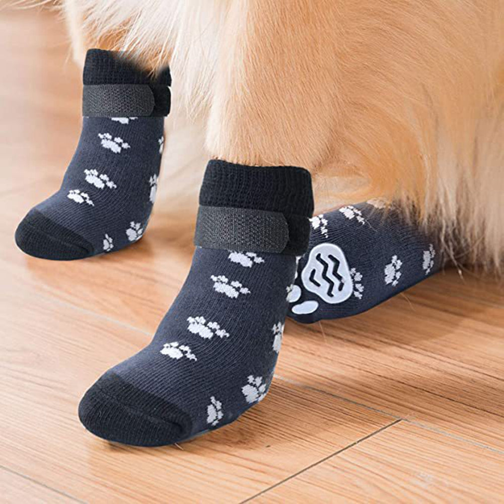 Anti-Slip Dog Socks 4pcs Paw Protector Traction Control Adjustable Indoor Wear