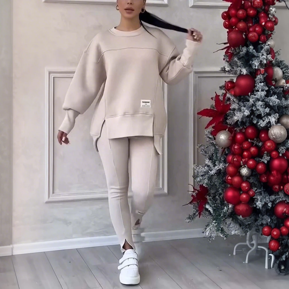 Women Two Piece Set Irregular Sweatshirt