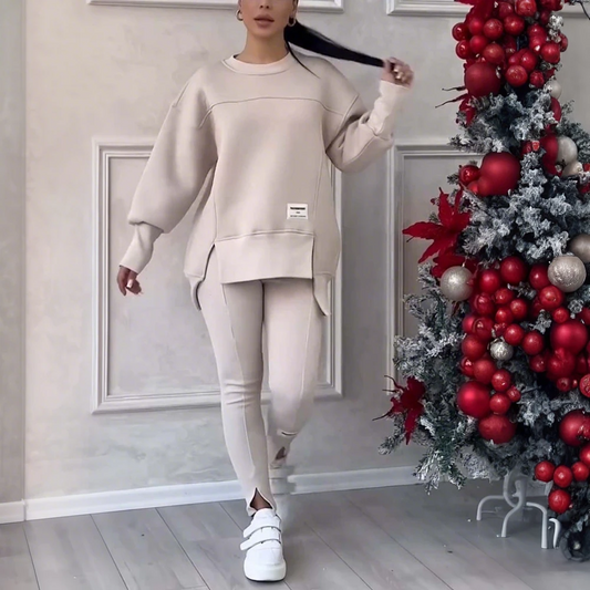 Women Two Piece Set Irregular Sweatshirt