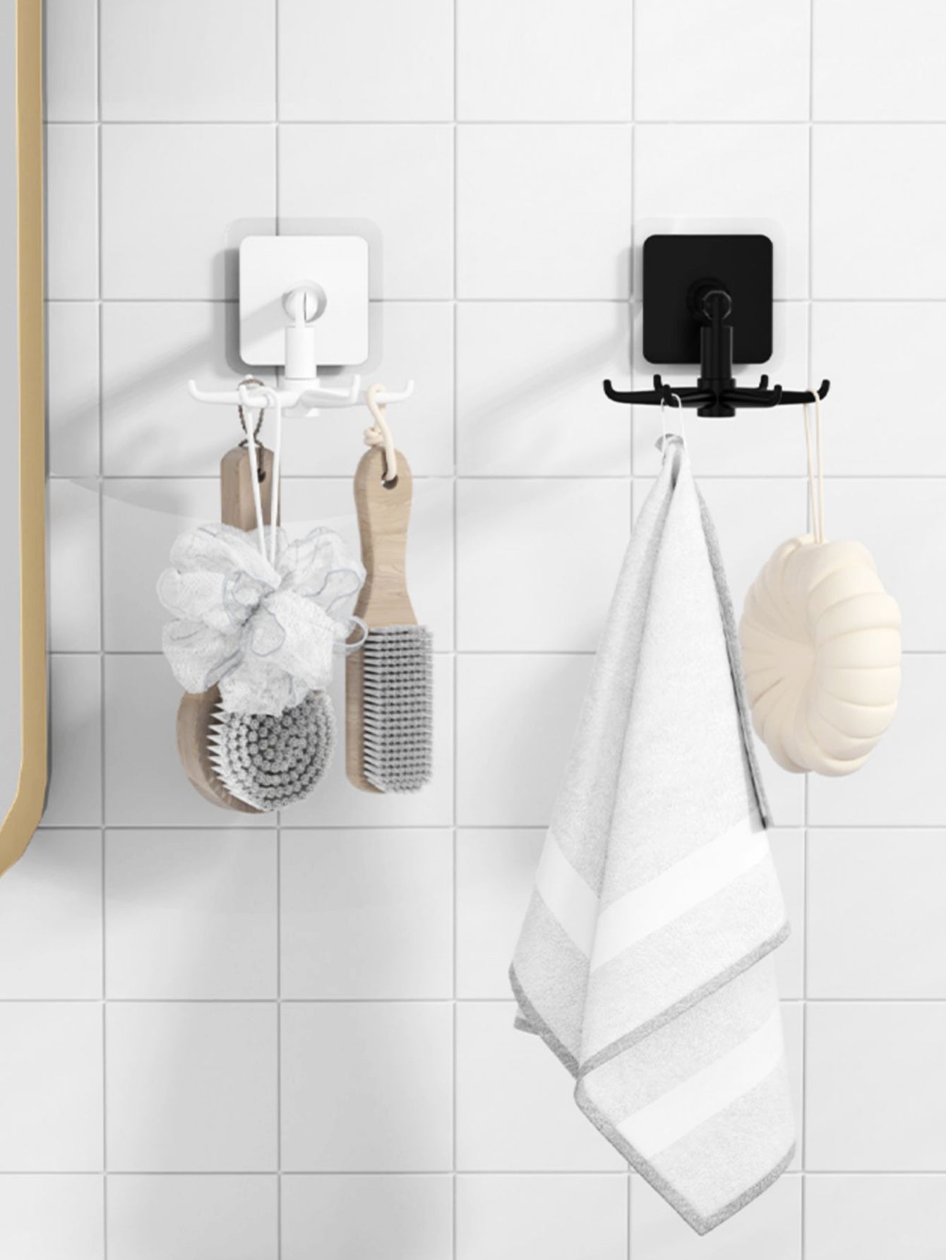 1pc 360 Degree Rotatable Pp Punch Free Six Claw Hook Kitchen