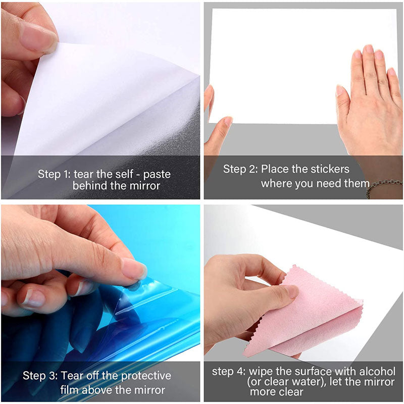 8/12pcs Self Adhesive Mirror Sheets Flexible Non Glass Mirrors Removable Mirror Wall