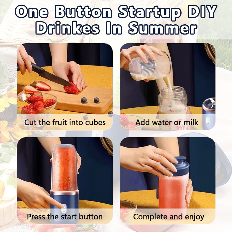 Multifunction 2 Cups Portable Fruit Juicer Blender 6 Blade