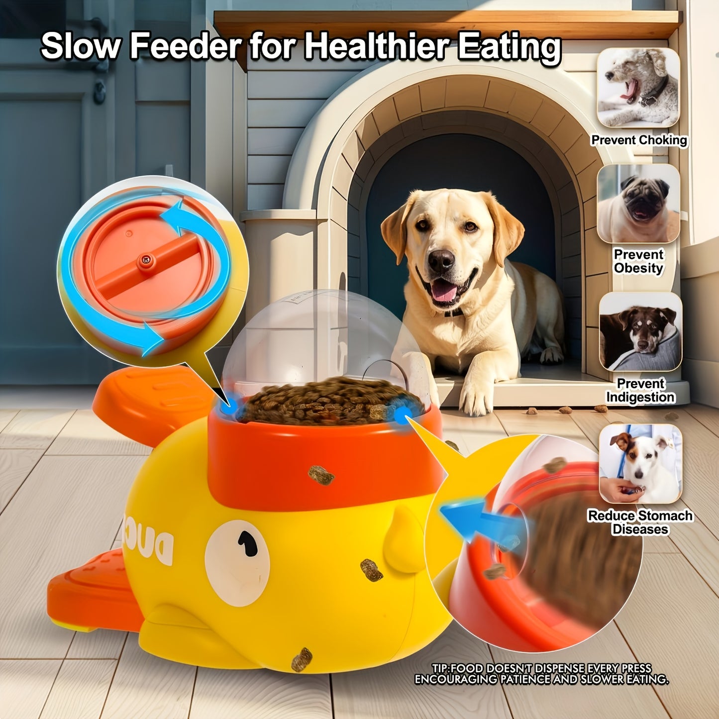 Pet Automatic Feeder, Treat Dispenser & Interactive Toy - Cartoon Duck