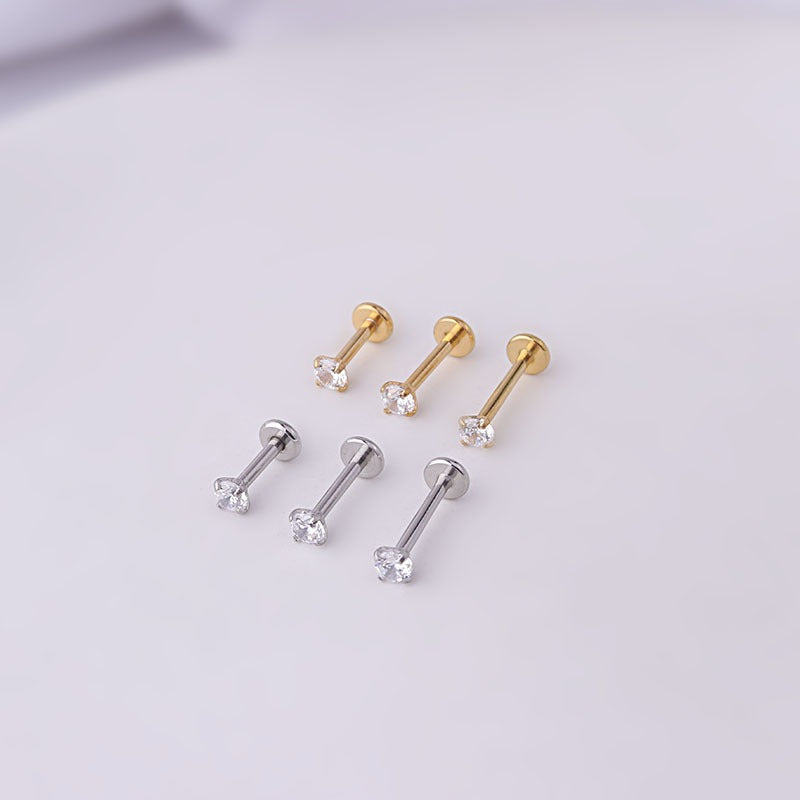 2pcs Stainless Steel Piercing Tragus Stud Earrings