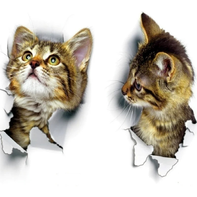 3D Cute Cat Self-adhesive Removable Wallpaper