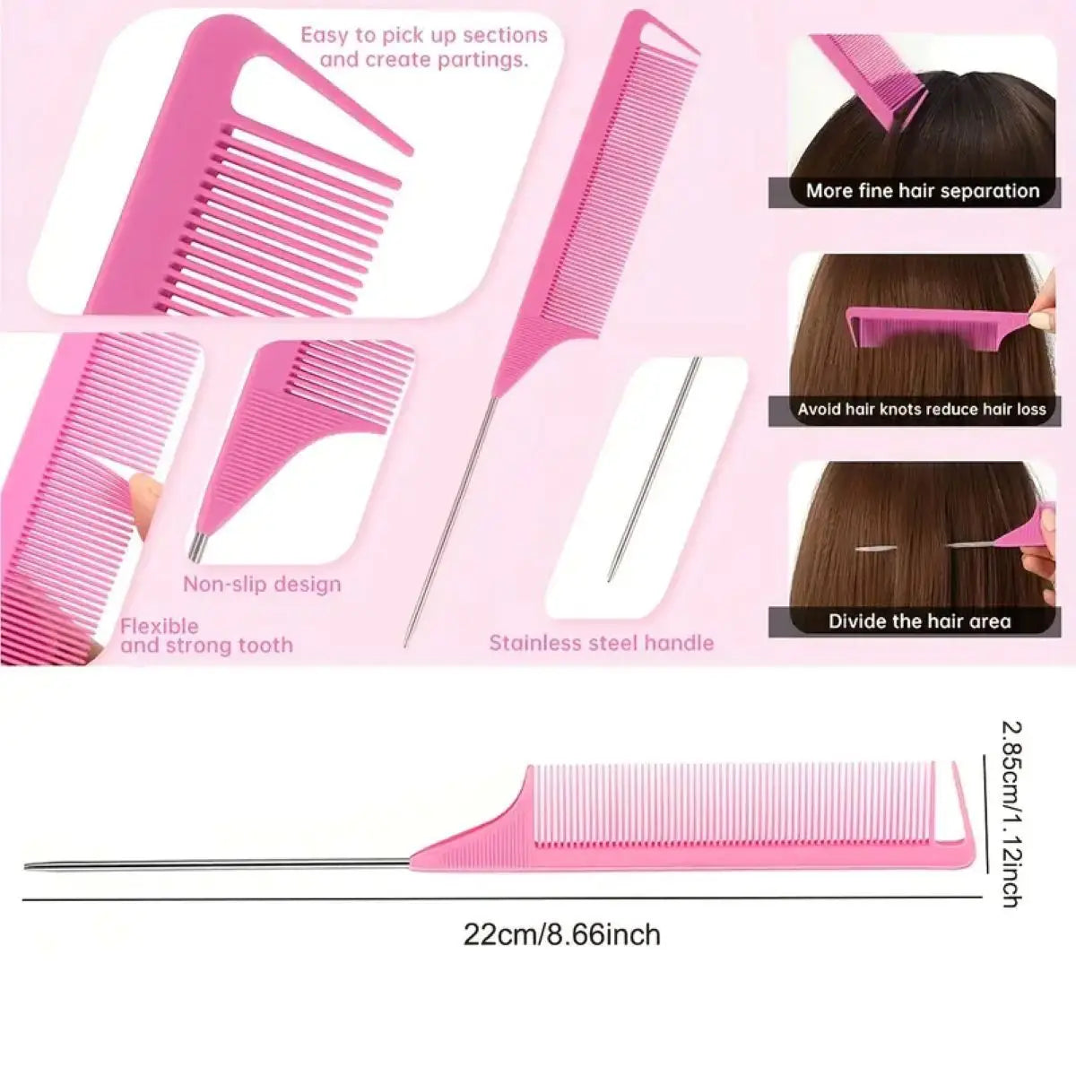 3pcs Hair Styling Comb Set Teasing Hair Brush