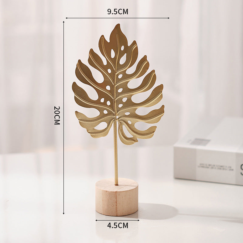 1pcs Golden Ginkgo Leaf Feather Metal Model Figurines